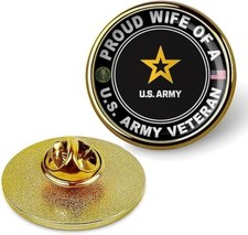 Proud Wife of a United States Army Veteran Tie Suit Shirt Lapel Pin - Gold picture