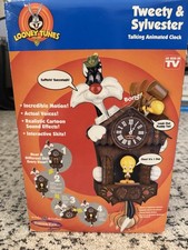 VERY RARE NEW Looney TuneS Tweety & Sylvester Talking Animated Wall Clock Batt picture