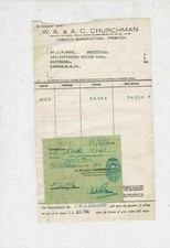 W.A. & A.C. Churchman 1954 Tobacco Manufactory Ipswich Stamp Receipt Ref 32717 picture