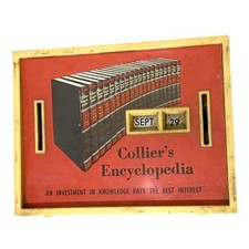 Vintage Collier's Encyclopedia Allcoin Calendar Bank No Key Made in USA Plastic picture