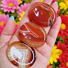 3Pcs AAA+ Red Carnelian Worry Stones Natural Gemstone Polished Palm Stone Gifts picture