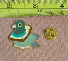 CUTE Pigeon Bread Necklace Head In Bread Enamel Bag Jacket Lapel Pin picture