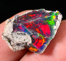 9.55ct Rare Black Opal Dry Rough With Smoked Mutli Fire Loose Jewelry Making picture