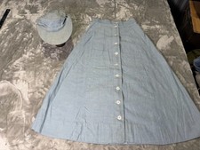 Korean War Denim Chambray Exercise Skirt & Hat / Cap Women’s Rare Scarce picture