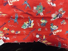 VINTAGE 3+ YARDS VINTAGE HAWAIIAN TROPICAL PRINT FABRIC 
