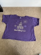 Purple Walt Disney world cropped tee Castle Oversized 2X Cotton Cuffed sleeve picture