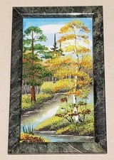 Stone 3D picture on natural serpentine picture frame picture