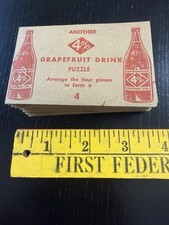 1953 4% Grapefruit Drink Carbonated Soda Pop Old Vintage Puzzle Packets Premiums picture