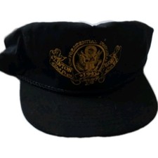 Vintage 1993 Clinton Gore Presidential Inauguration Hat Snapback Black Gold Rope picture
