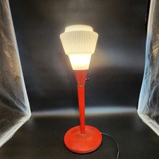 Vintage Gerald Thurston Lightolier  Red White MCM Atomic Torchere Table Lamp picture