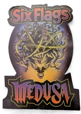 Vintage Six Flags Medusa Roller Coaster Postcard 1999 6 x 8 picture