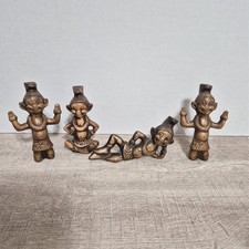 Vintage Treasure Craft Hawaii Menehune Figurines Pair MCM Tiki Pixie Lot of 4 picture