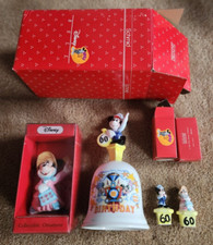 Lot 4 1988 Schmid disney thimble bell ornament mickey minnie 60th birthday new picture