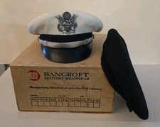​Vtg Bancroft Flighter Military Officer Service Cap Set | Sz 71/8 | White& Black picture