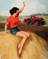 Dodge Power Wagon Pickup Truck Pulling Plow Metal Sign: 12x16