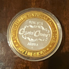 Sonesta Grand Casino Aruba Limited Edition $10 .999 Fine Silver Gaming Token picture