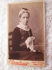 Woman Knitting CDV Cabinet Card, E Davey Lavender Studio, Bromley, Kent, England picture