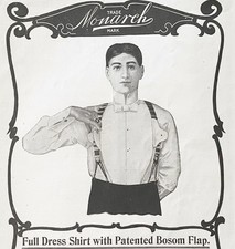 Monarch Mens Dress Shirt w/ Patented Bosom Flap Vtg 1899 Cluett Peabody Print Ad picture