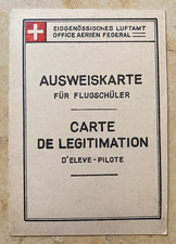 ORIGINAL PRE-WW2 OFFICIAL SWISS AIR FORCE STUDENT-PILOT ID CARD JAN. 1932 picture