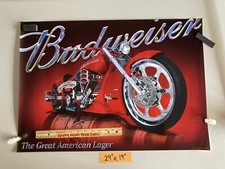 NEW Budweiser Motorcycle Chopper Paper Poster Bar Sign American Bud Harley picture