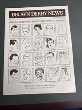 1986 Brown Derby News Premiere Edition Hollywood Pasadena Restaurant Memorabilia picture