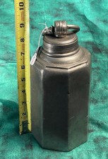 Antique Octagonal Screw Top Lidded Pewter Canister - A0142 picture