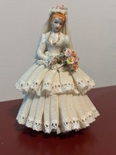 irish dresden porcelain lace figurine “the bride” woman in bridal gown picture