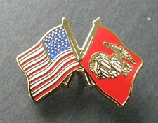 US MARINE CORPS MARINES USA COMBO FLAG LAPEL PIN BADGE 3/4 INCH USMC picture