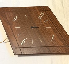 Vintage Mid-Century Modern Diamond Shaped Wooden Wall Clock (NOT WORKING) picture