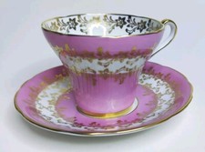 ROYAL STAFFORD BONE CHINA PINK & GOLD TEA CUP & SAUCER ENGLAND picture
