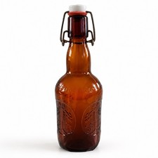 VTG Grolsch Beer Bottle Porcelain Swing Top Amber Glass Breweriana 9.5” Barware picture