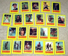 RAMBO First Blood II 1985 Topps Complete 22 Sticker Card  Set Sylvester Stallone picture