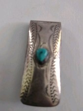 Vintage Money Clip Native American Sterling Silver Turquoise Money Clip 1