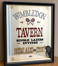 Wimbledon Tavern Mirrored Framed Sign 1974 Single Ladies Invited Beer 12.5x10.5 picture