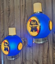 VTG Pabst Blue Ribbon Lighted Wall Sconce Globe Lamps Set of 2 Working Condition picture