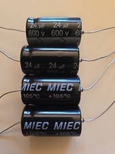 QTY 10 New MIEC 24UF 600V 105C Axial Electrolytic Capacitors. ( 650-volt surge ) picture