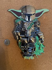 Rare Limited Little League Pin 8” Star Wars Mandalorian Grogu Green Glitter picture