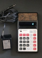 Vintage APF Mark 31 Slide Rule Calculator Blue VFD Display w/ Adapter & Manual picture
