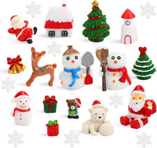 Christmas Miniature Figurines,40 Pcs Mini Crafts Resin Santa Claus Snowman Elk O picture