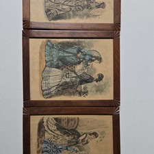 La Mode Illustrée Set of 3 Framed Victorian Fashion Women Prints 1870's picture