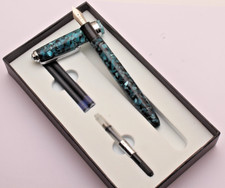 Click Falcon Crystal Blue Acrylic Body Fountain Pen With Chrome Trims New In Box picture