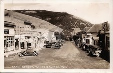 1930s White Salmon WA Washington Main Street View RPPC Photo Postcard COPY picture