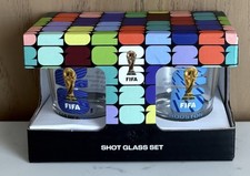 New FIFA Official World Cup Lot of Shot Glasses 2 Pack RARE Blue NIB picture