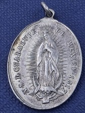BEAUTIFUL DATED 1817 & 1857 VIRGEN DE GUADALUPE MEXICO RELIGIOUS SILVER MEDAL  picture