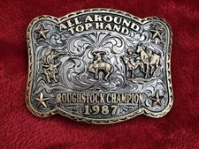 Roughstock Champion☆1987☆X~TREME☆RODEO TROPHY BUCKLE☆All Around☆Rare☆10 picture