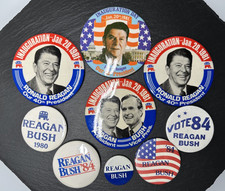 9 US PRESIDENT & VICE PRESIDENT CAMPAIGN & INAUGURATION PINS: REAGAN BUSH M227 picture