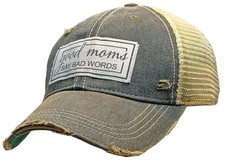Vintage Life Good Moms Say Bad Words Distressed Trucker Cap – One Size, Black picture