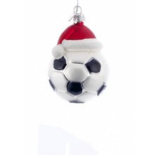 3'' Noble Gems Soccer Ball With Santa Hat Glass Ornament Home Decorative picture