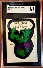 Topps 1975 Comic Book Heroes Hulk HULK-1 Who Stole My Right Guard? SGC 6 picture