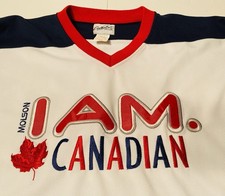 Vtg Molson Canadian I AM Canadian Hockey Jersey Men’s Size XL White Beer Promo picture